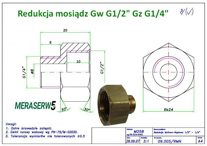 Redukcja wymiary GwG12 GzG14