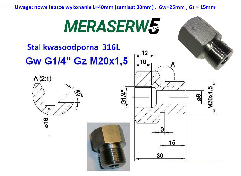 g14 m20 stal 316 40mm